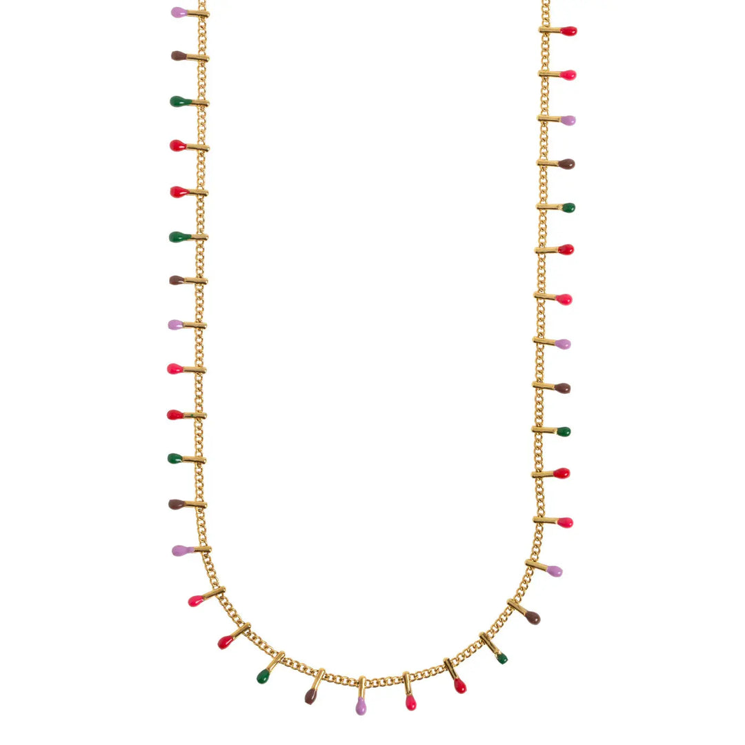 Sasha - Multi Color Enamel Necklace Stainless Steel