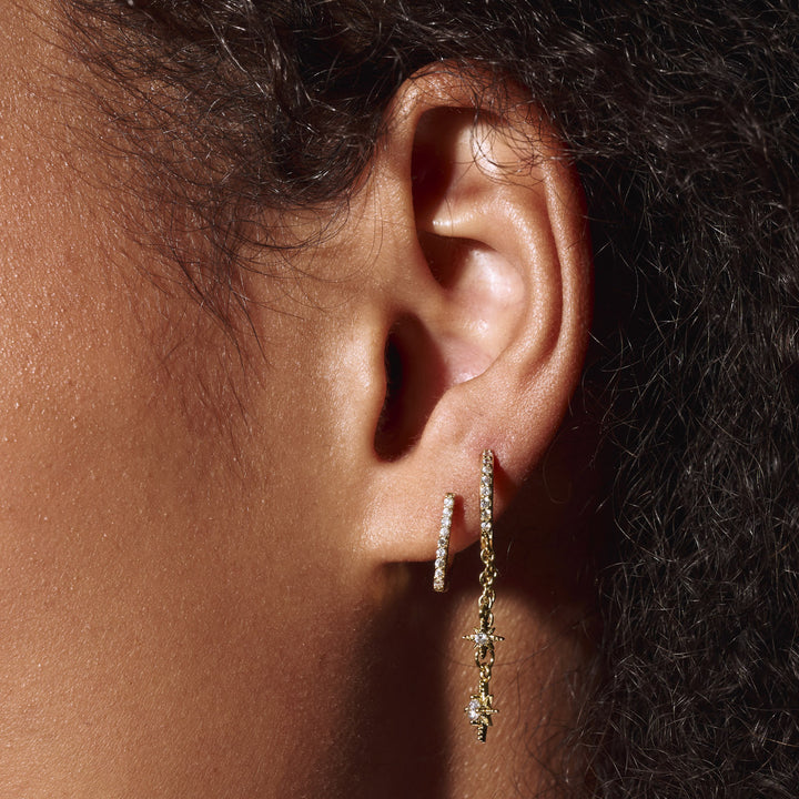 Winny - Crystal Stars on Chain Hoop Earrings